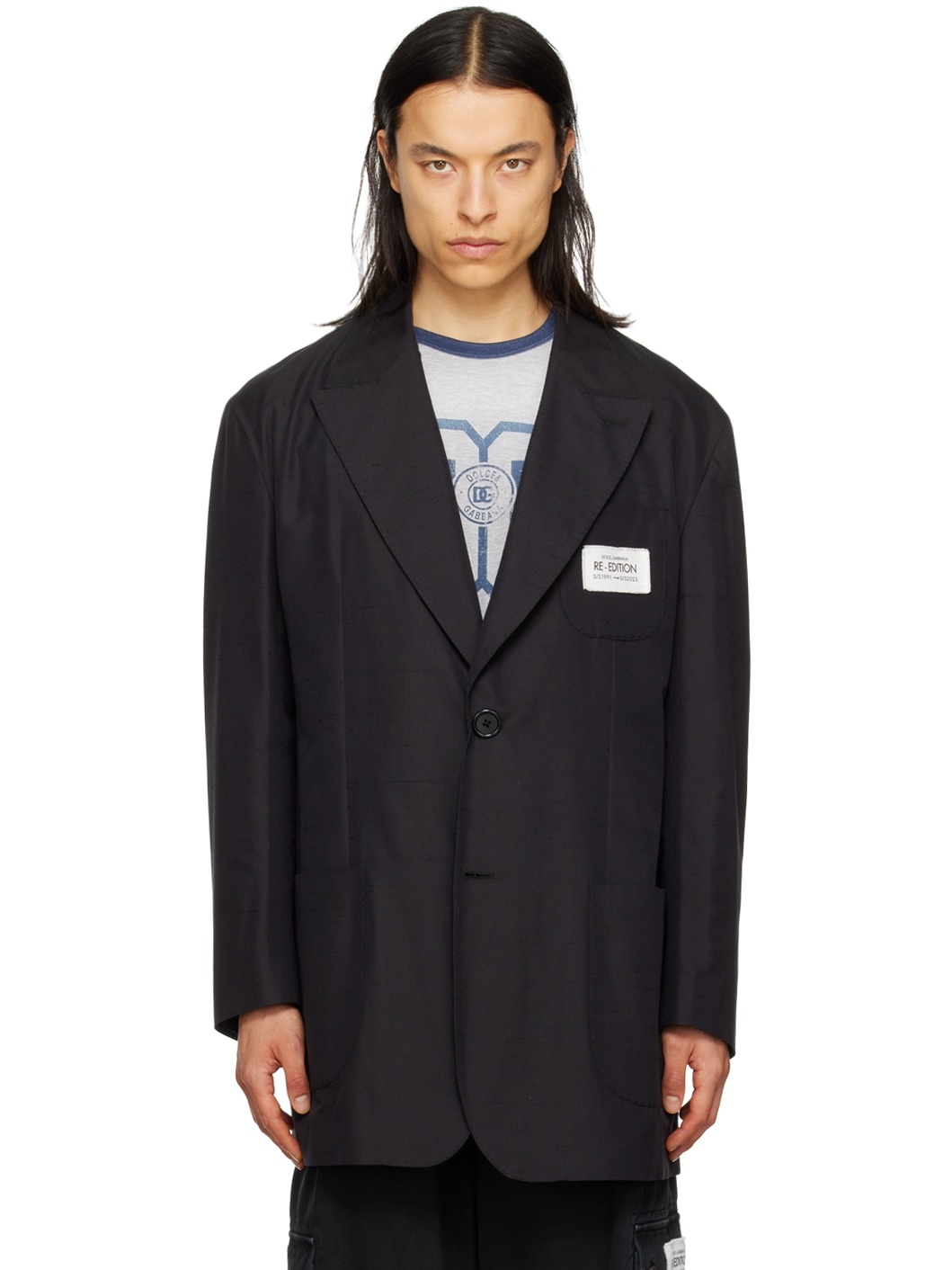 Black Deconstructed Blazer - 1