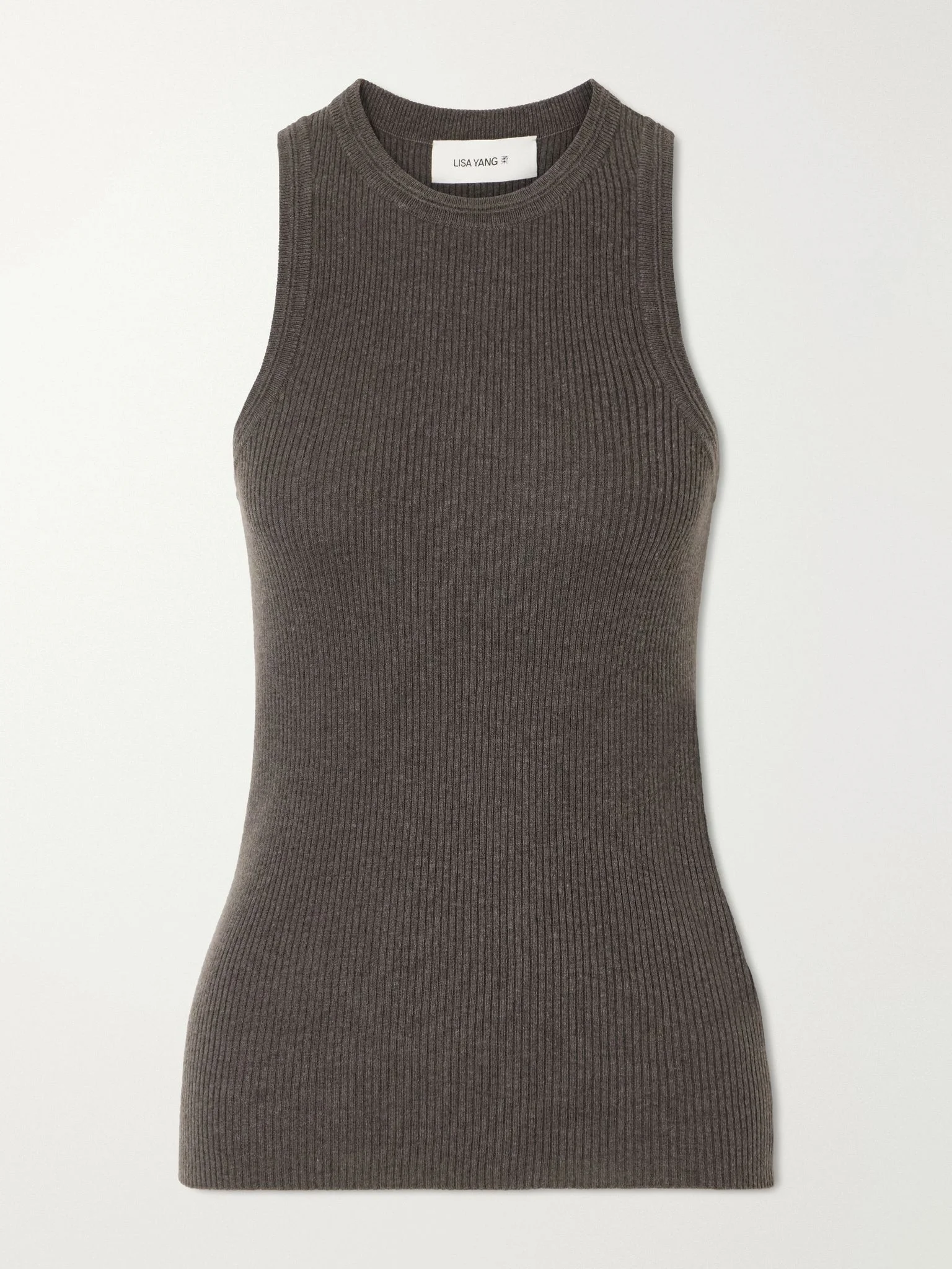 Amya ribbed cotton and cashmere-blend tank Brown - 1