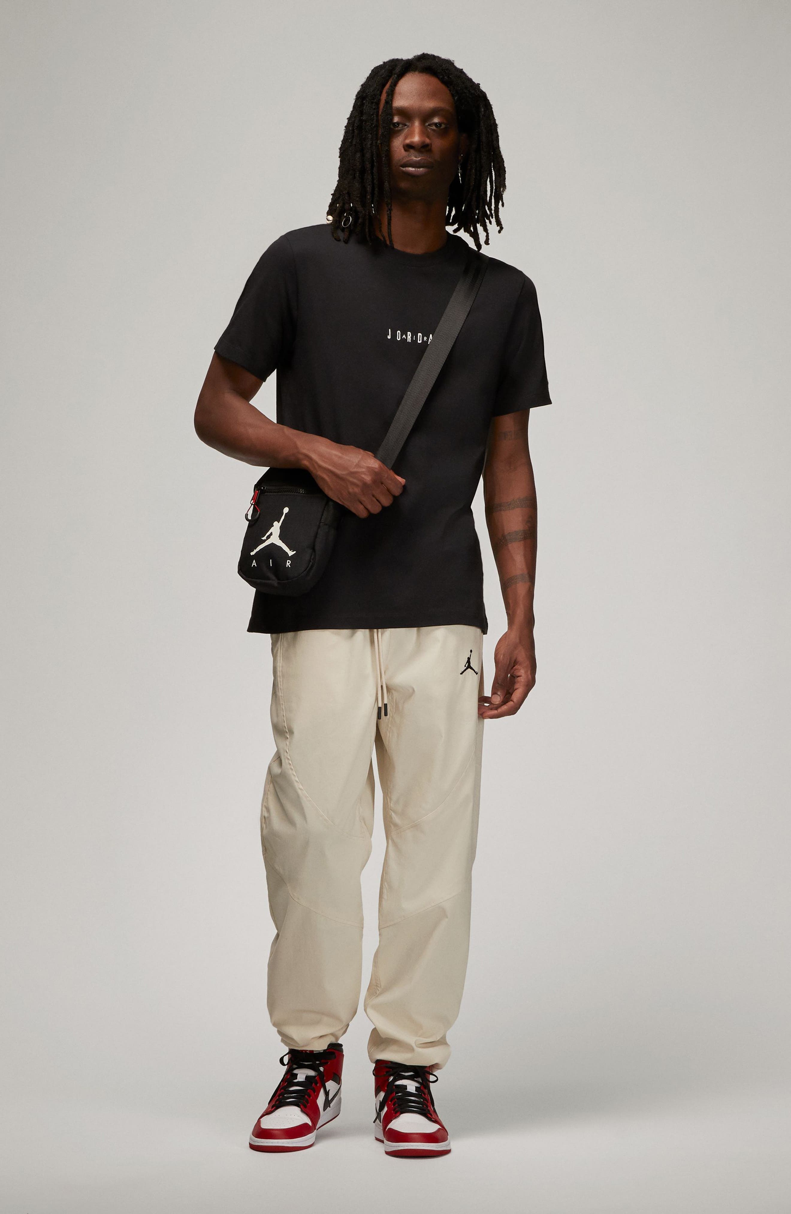 Nike Jordan Embroidered Crewneck T-Shirt in Black/Sail/Sail at Nordstrom - 4