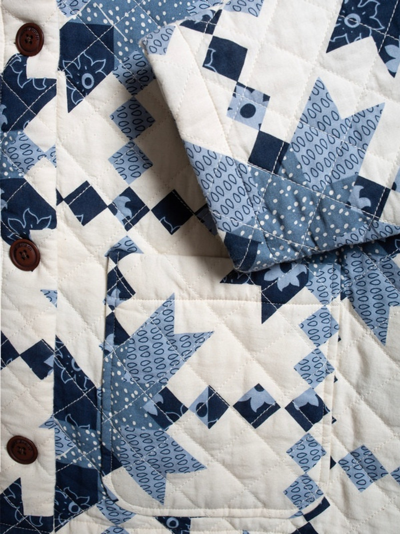 Signe Quilted Cotton Jacket Offwhite/Blue 6