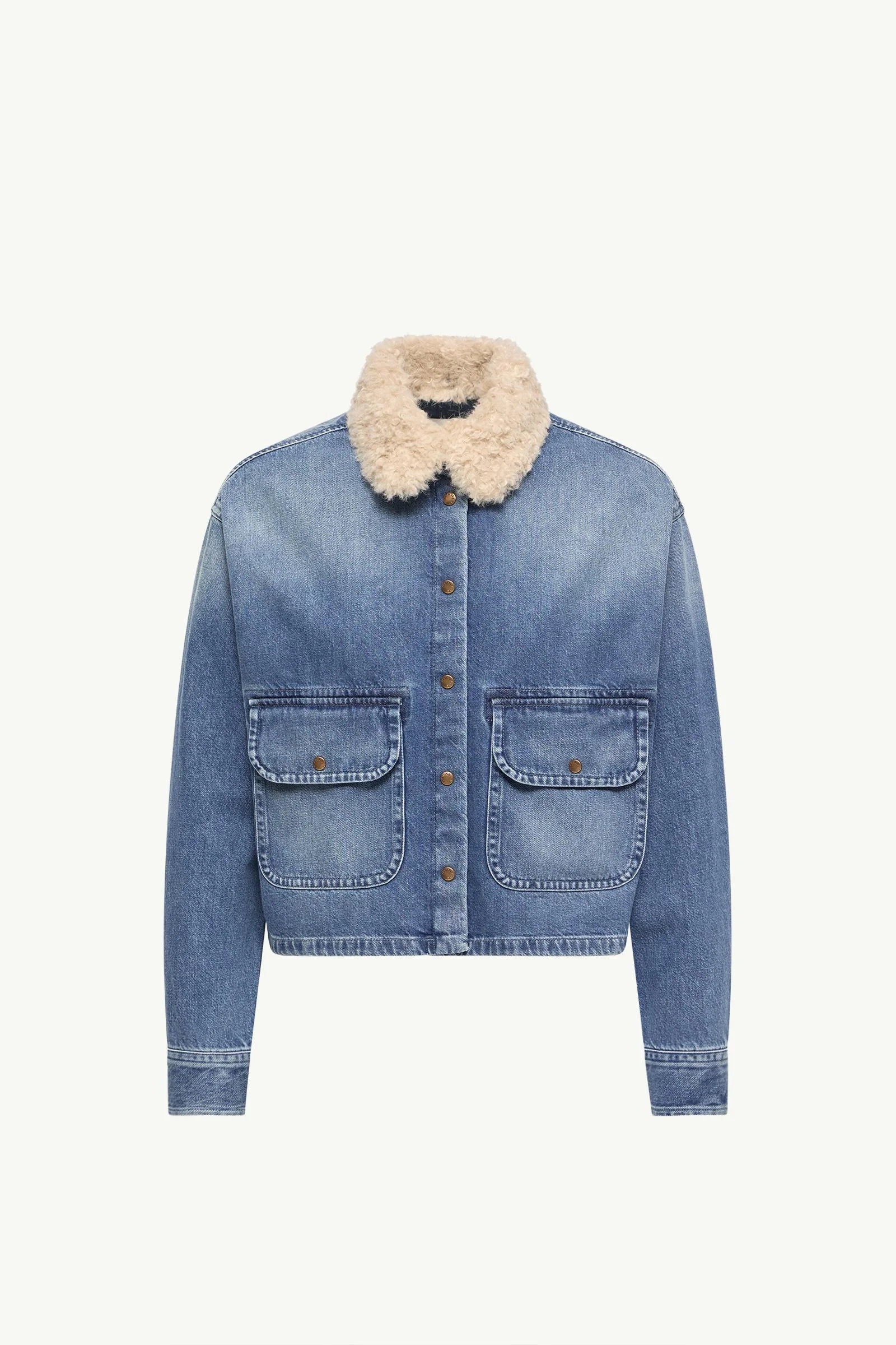 Teddy Trim Denim Shirt - 1