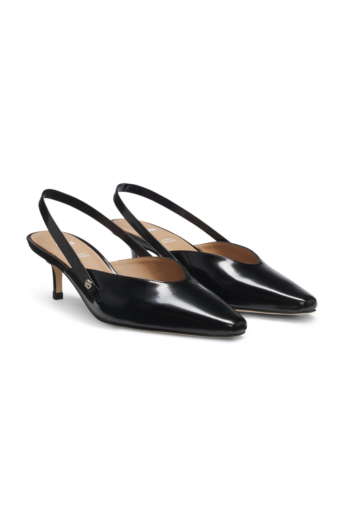 SLINGBACK PUMPS IN POLISHED LEATHER - 2