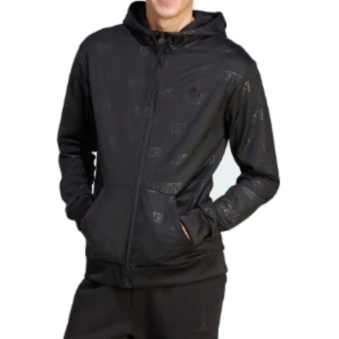 adidas Original Embossed Polar Fleece Full-Zip Hoodie 'Black' IJ6427 - 2