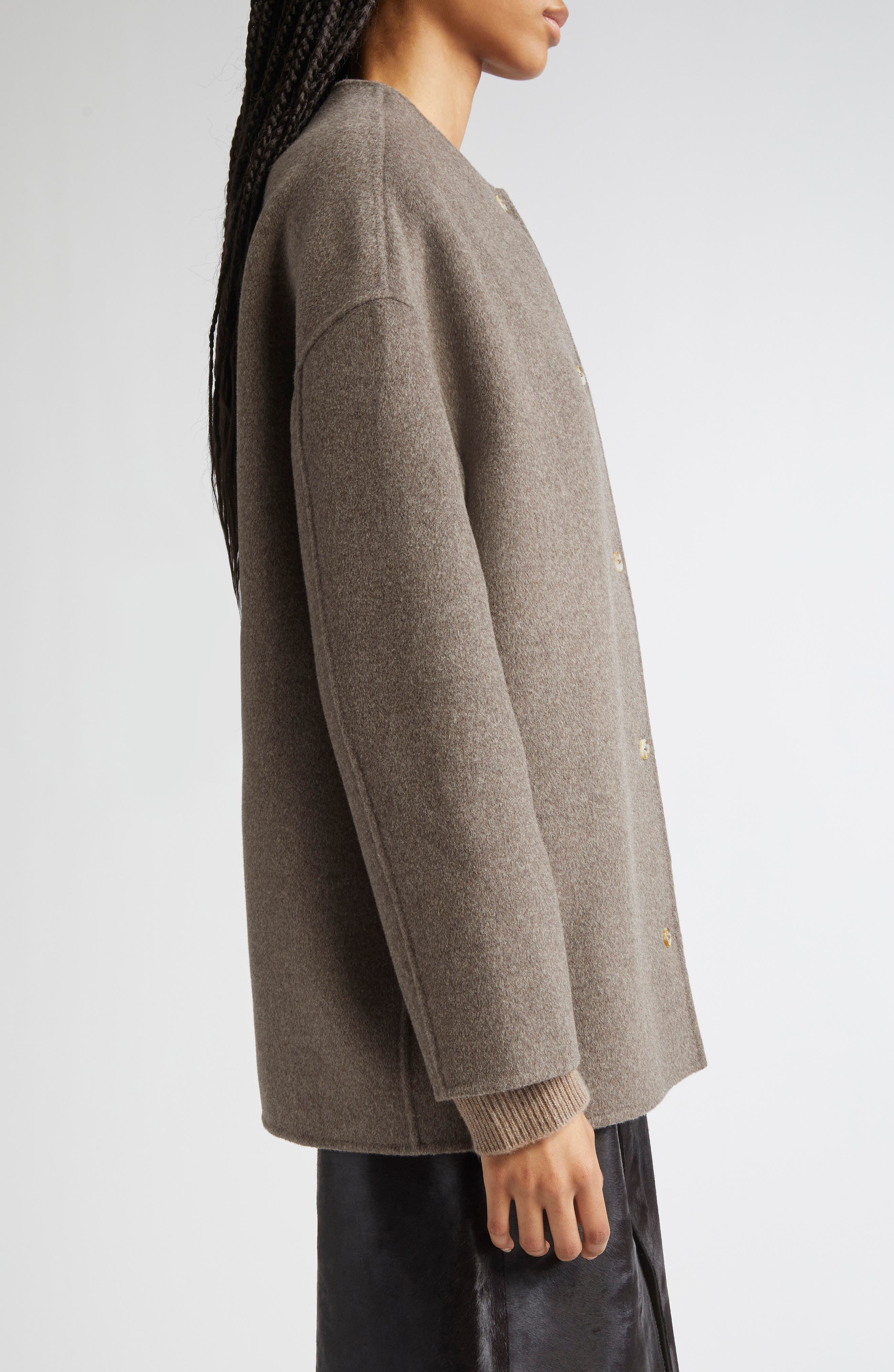 LOULOU DE SAISON Dunne Single Breasted Wool & Cashmere Coat in Taupe Melange at Nordstrom - 4