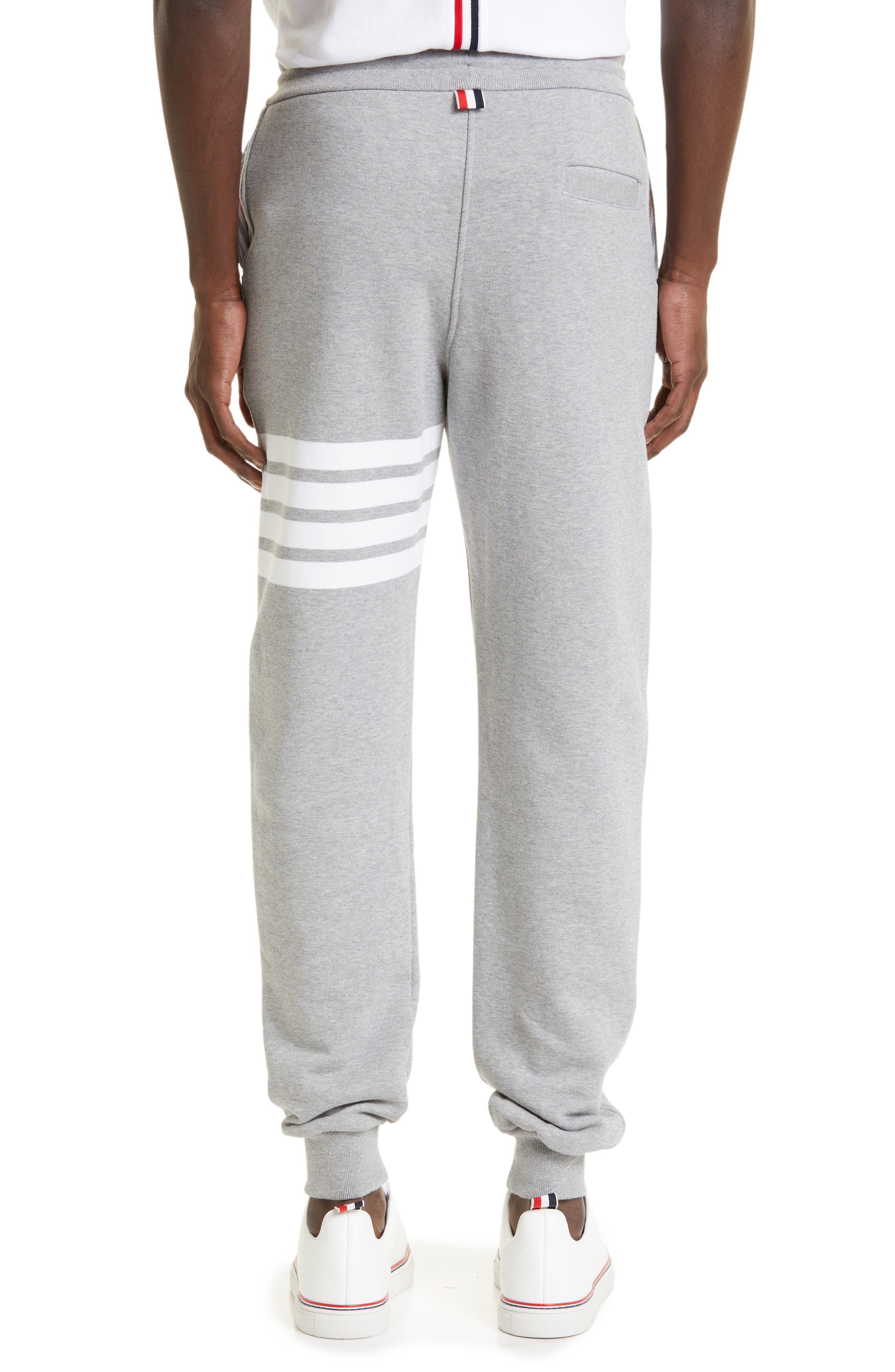 Thom Browne Stripe Jogger Pants in Heather Grey /White at Nordstrom - 3