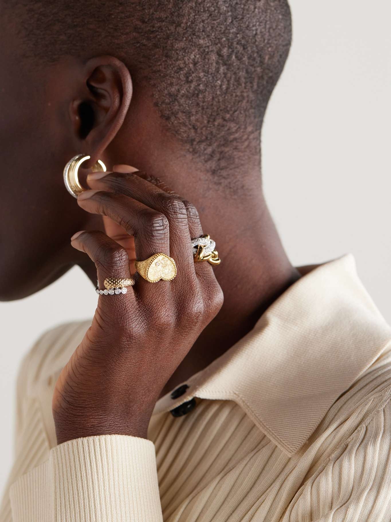 Coeur Pailletee 9-karat gold diamond ring Gold - 5