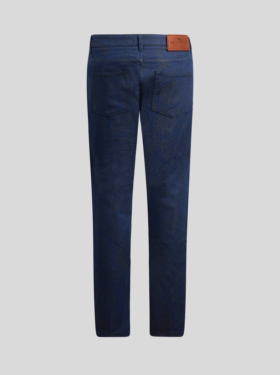 STRAIGHT-CUT JACQUARD DENIM JEANS - 2