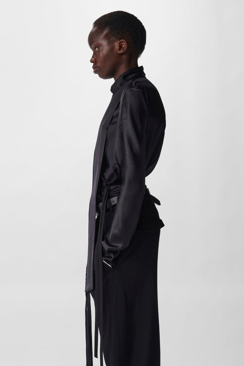 Ann Demeulemeester Ernestine Apron Top Satin Washed Silk outlook