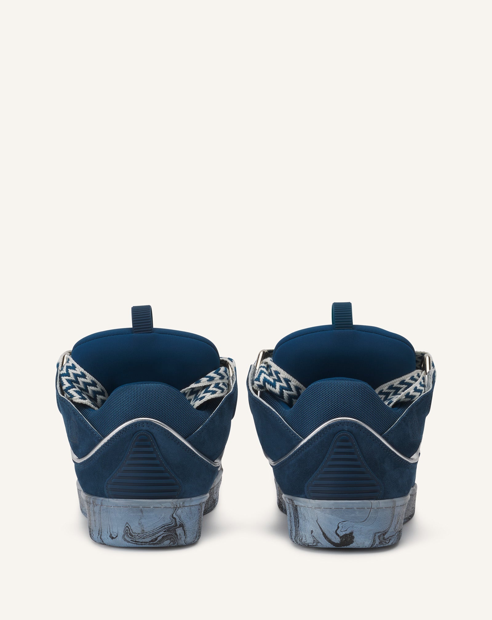 LEATHER CURB SNEAKERS WITH MARBLED SOLE - 3
