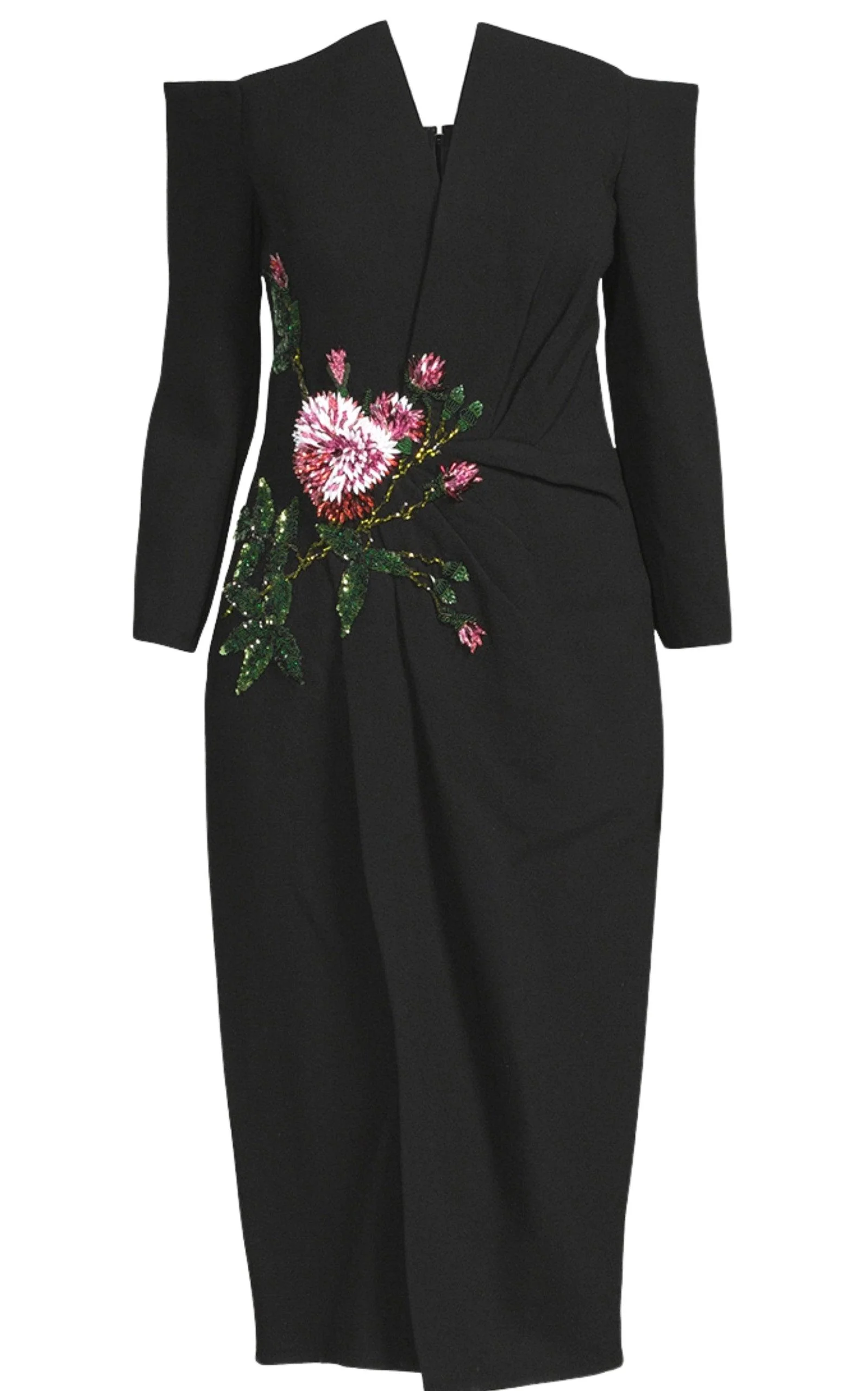 V-NECK CRYSTAL COCKTAIL DRESS - 1