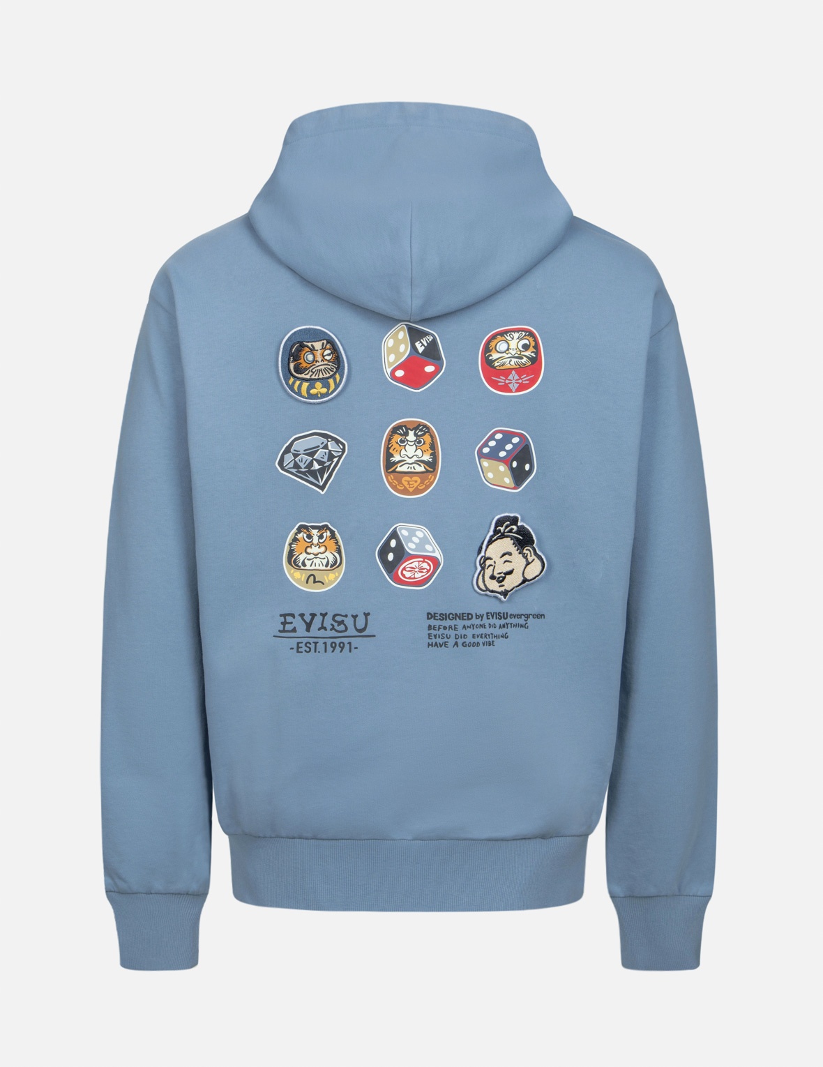 DARUMA AND GODHEAD EMBROIDERED BADGES RELAX FIT HOODIE - 2