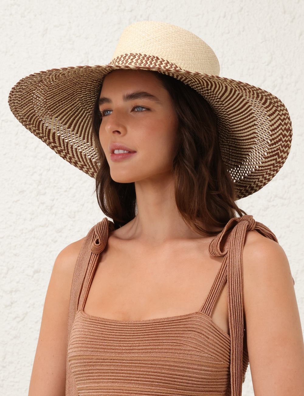HERRINGBONE WIDE BRIM SUNHAT - 2