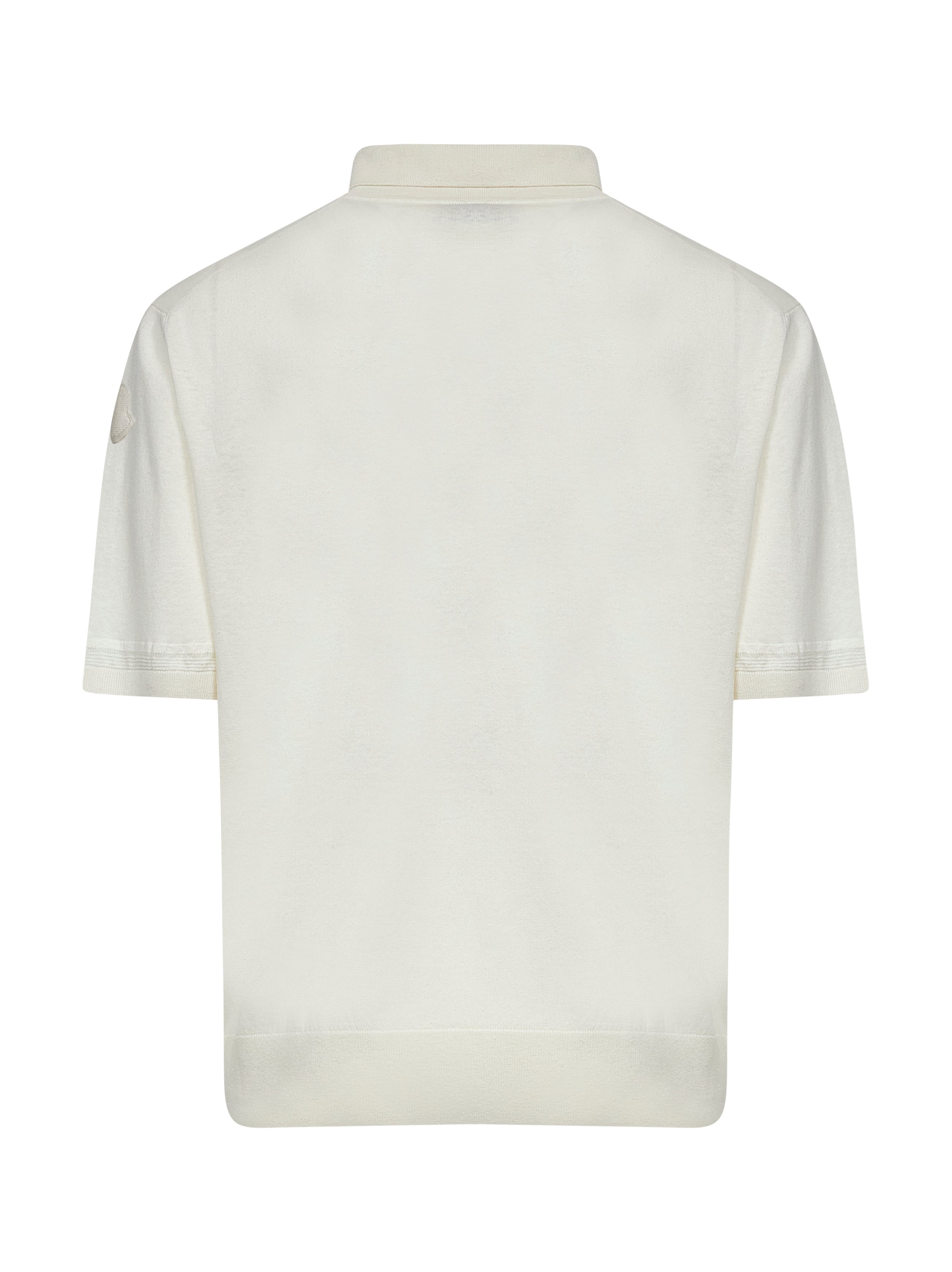 Ivory silk and linen knit polo shirt - 2
