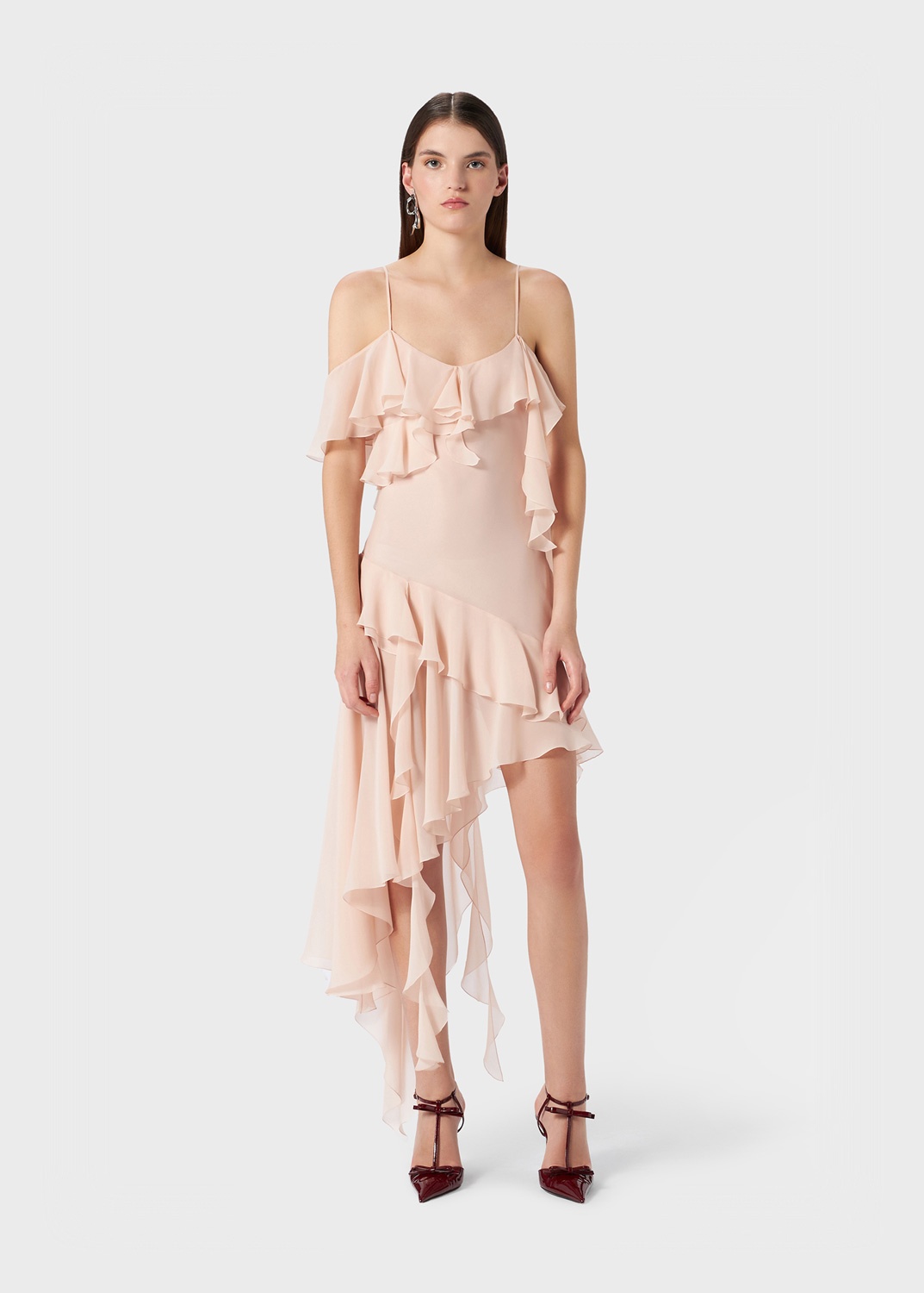 SILK GEORGETTE DRESS WITH RUFFLES - 2