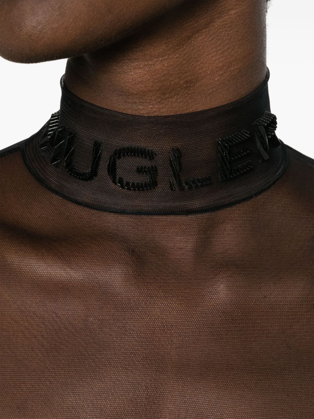logo-embossed sheer bodysuit - 5