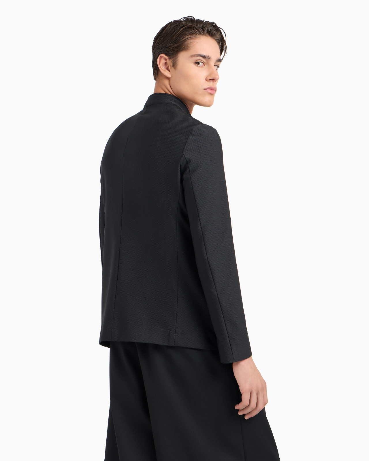 Technical-jersey zip jacket with guru collar and 3D-effect micro-pattern - 3