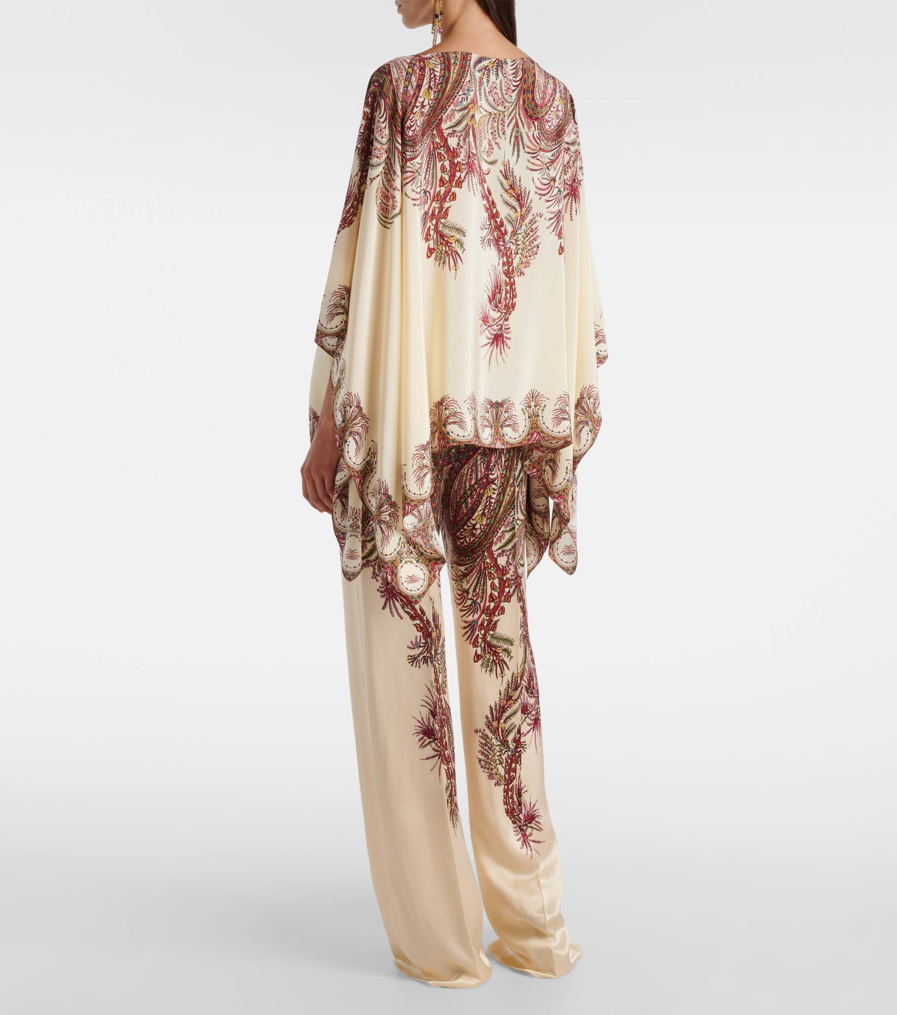 Printed silk crêpe de chine poncho - 3