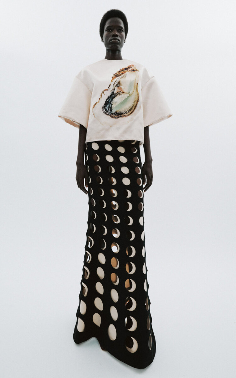 A.W.A.K.E. MODE Oyster Satin Top print outlook