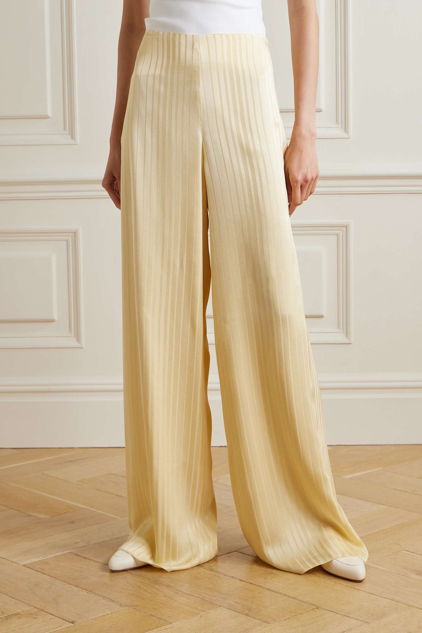 Dresden silk-satin jacquard wide-leg pants - 3