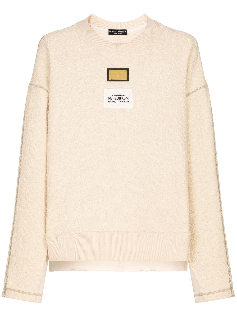 logo-patch textured sweatshirt - 1