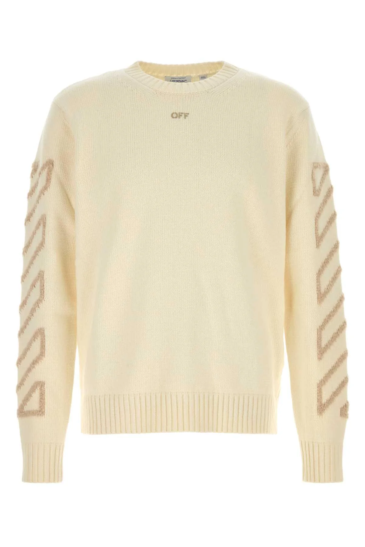 Off White Men Cream Wool Blend Sweater - 1