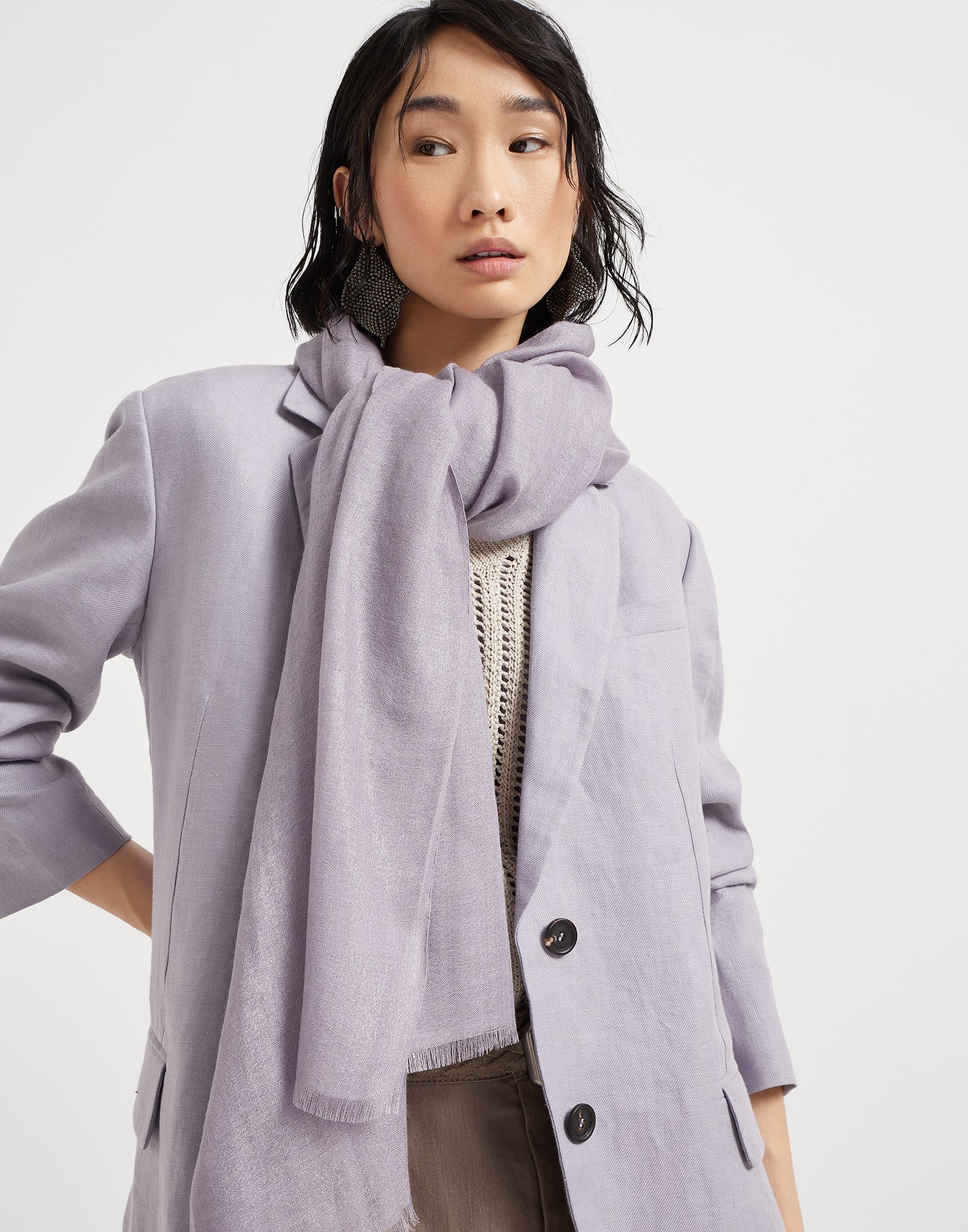 Cashmere and silk sparkling scarf - 4