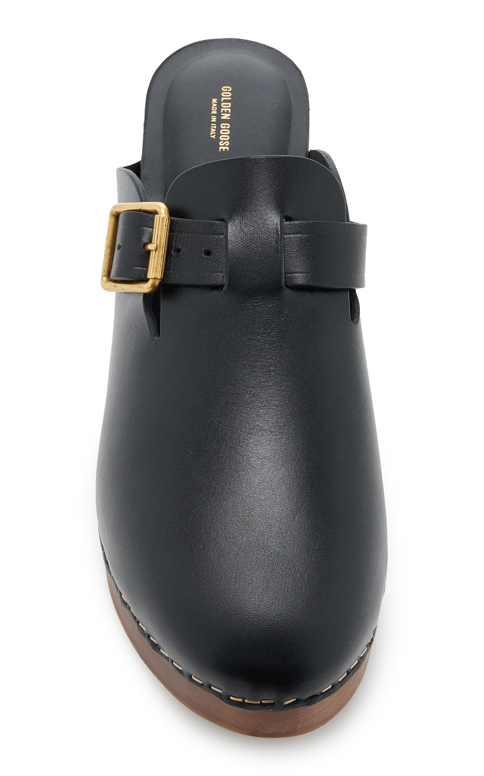 Buckle-Detailed Leather Clogs black - 3