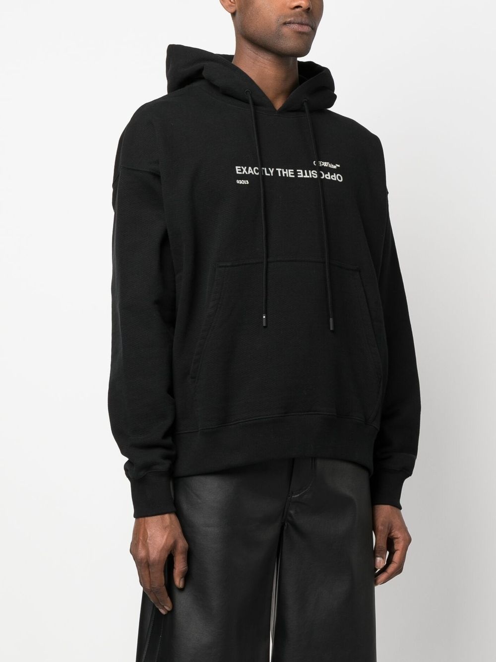 slogan-print drawstring hoodie - 3