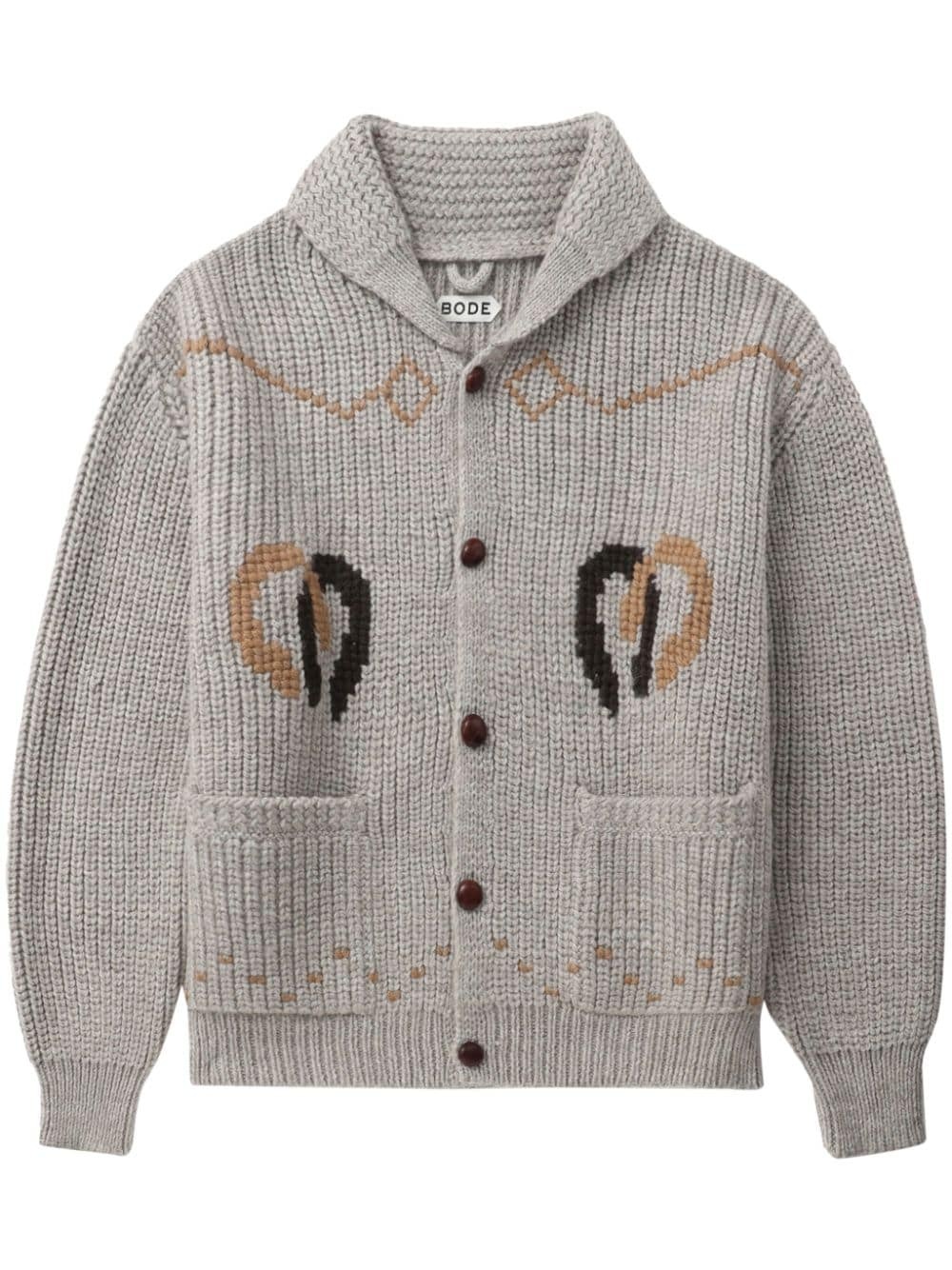 patterned intarsia-knit wool-blend cardigan - 1