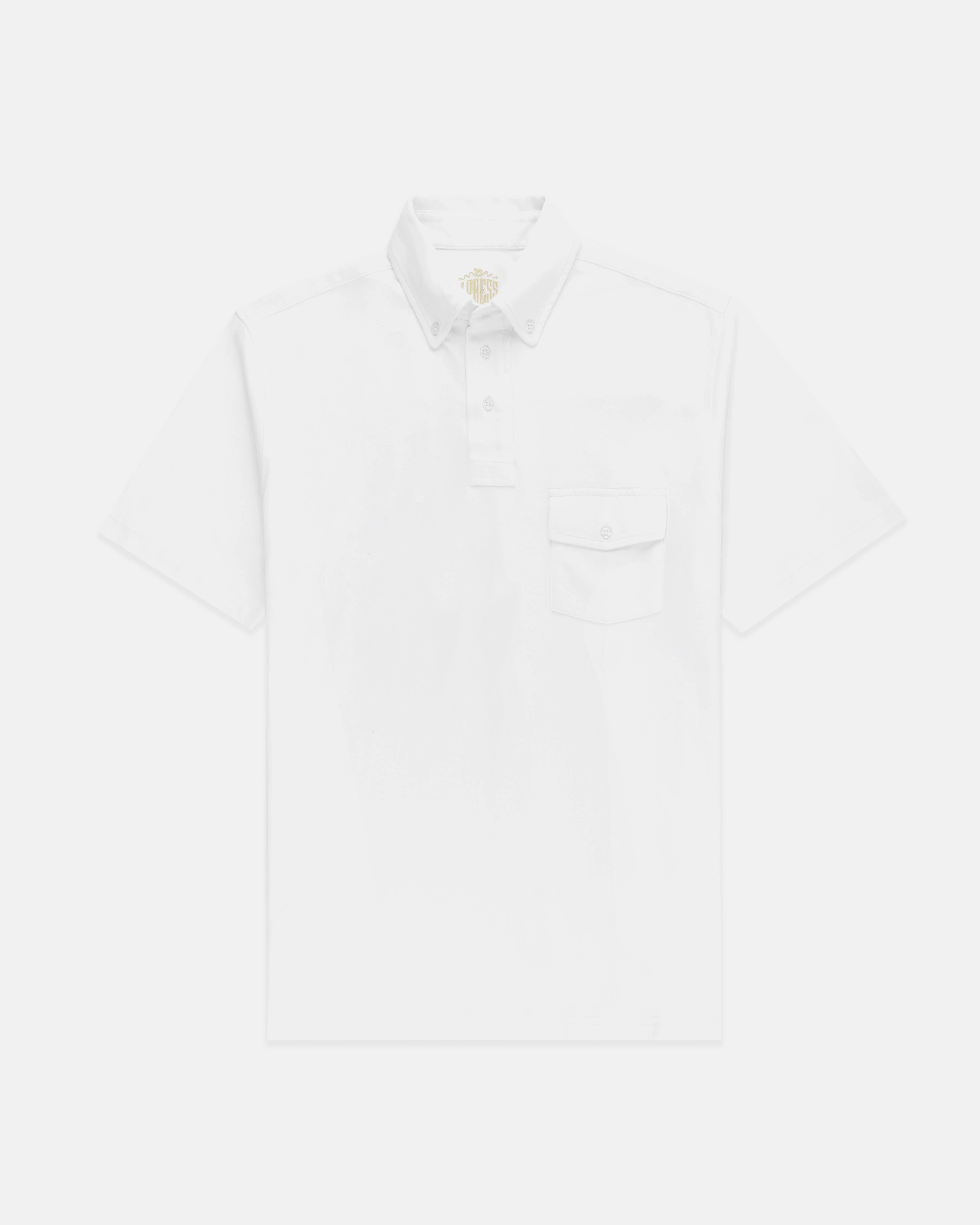 WHITE BUTTON DOWN COLLAR POLO SHIRT - 1