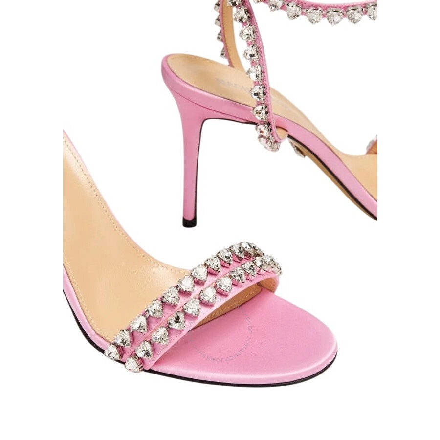 Mach & Mach Audrey 95 Crystal Heart Satin Sandals - 4