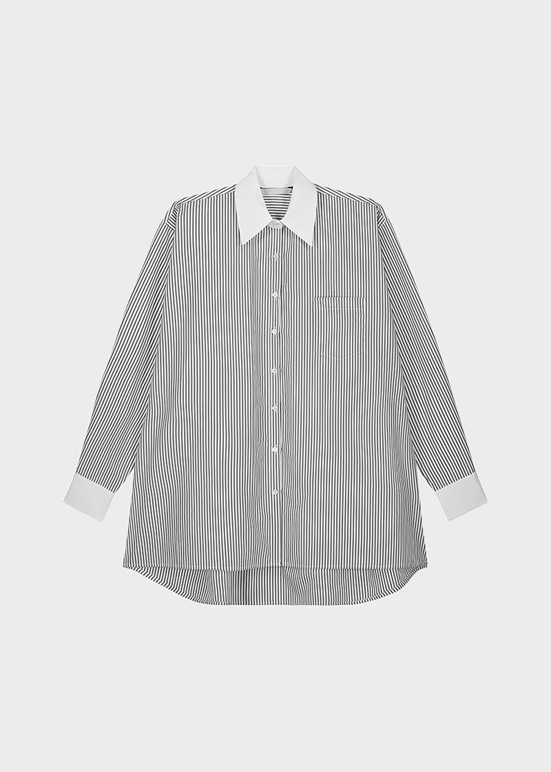 Jany Tie-Neck Shirt - Black Stripe 11