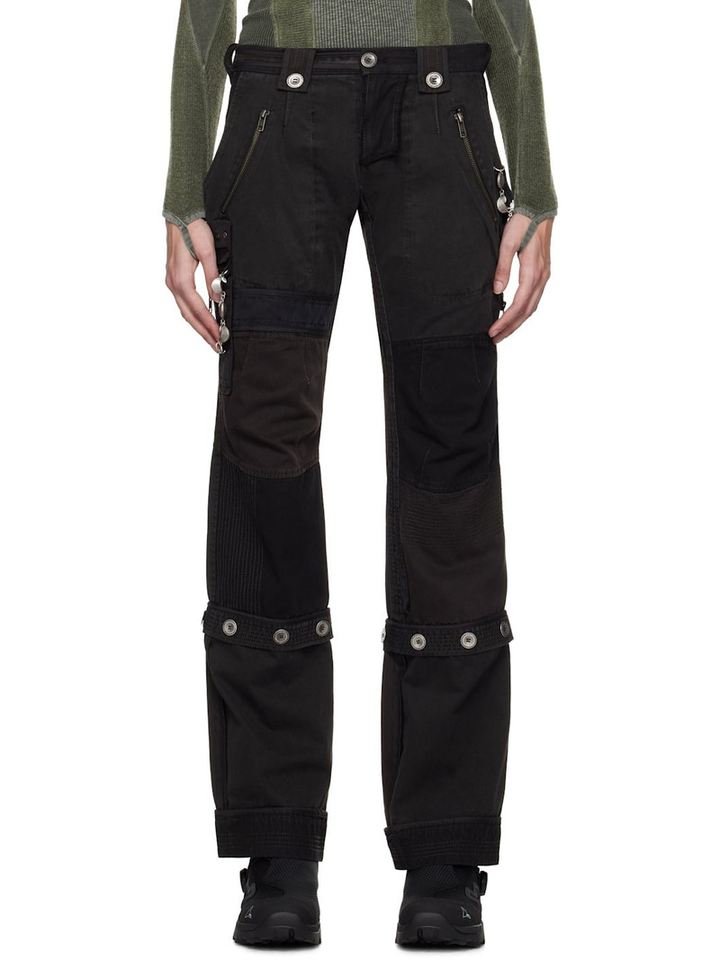 Black & Gray Convertible Patchwork Trousers 1