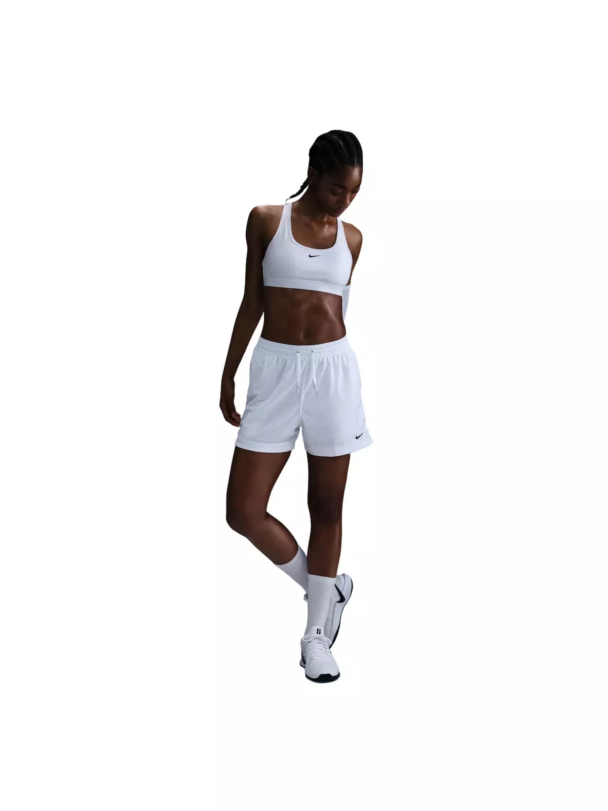 Women's Essential Dri-FIT Mesh Basketball Shorts-White - 3