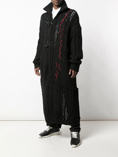 Yohji Yamamoto contrast knit duffle coat outlook