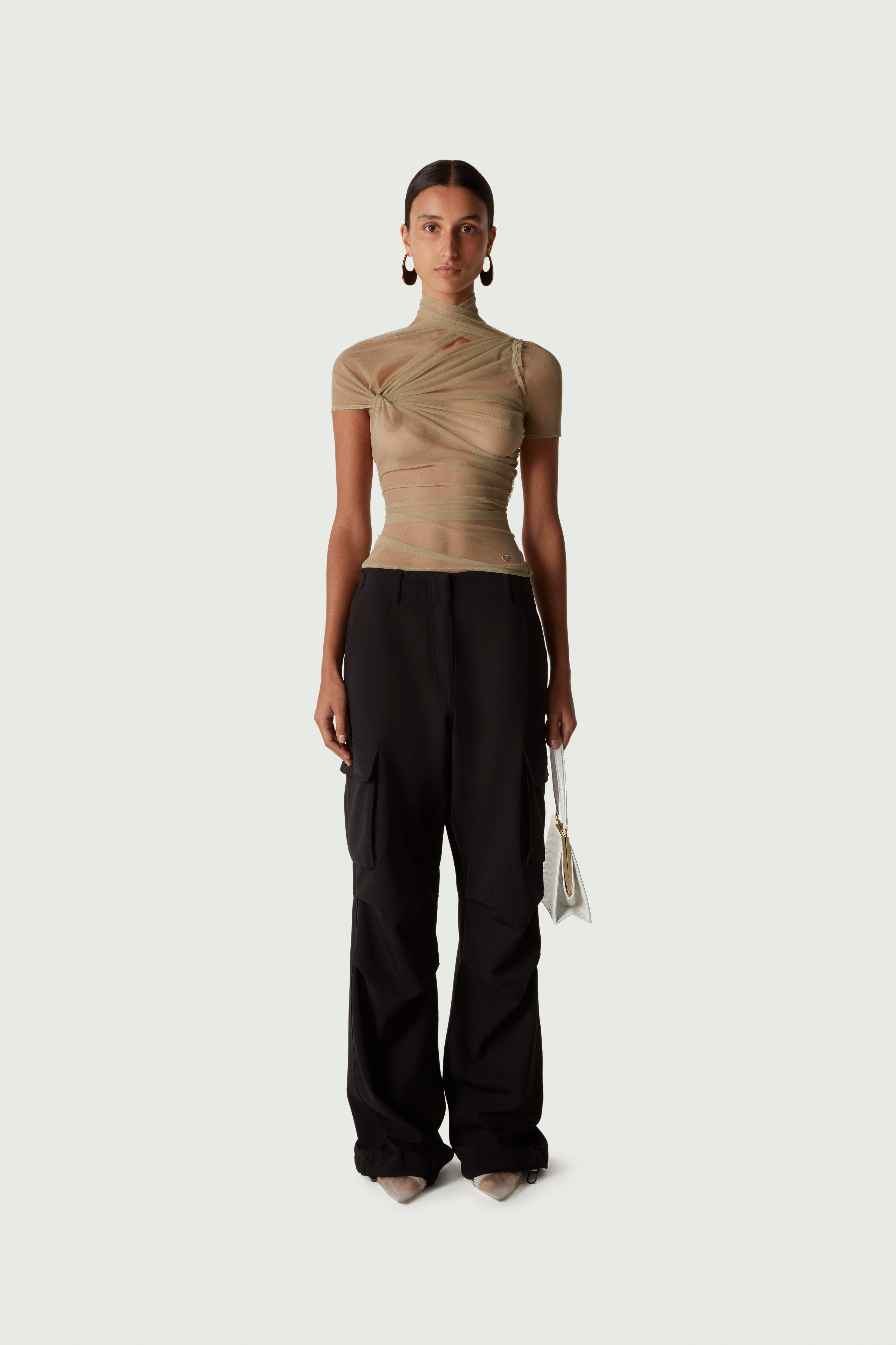 Tailored Wide Leg Cargo Pants - 1