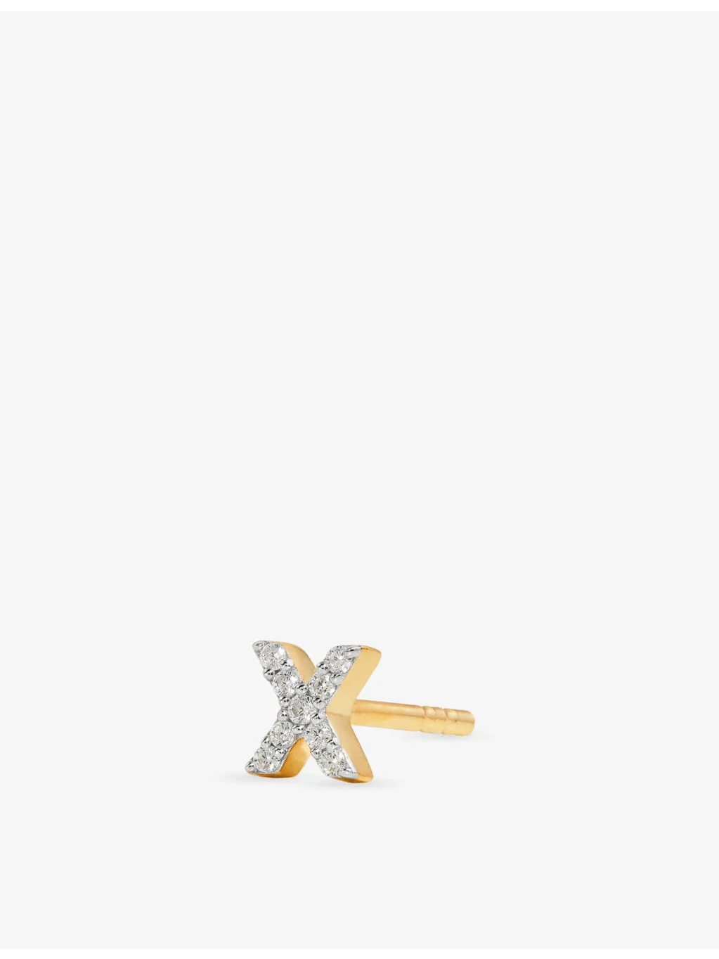 Initial X Pave Initial 18ct Gold Vermeil And Cubic Zirconia Single Stud Earring - 1