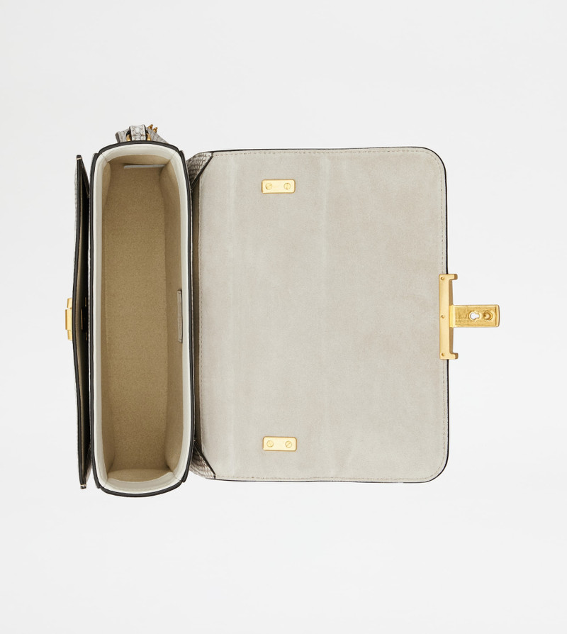 T TIMELESS FLAP BAG IN REPTILE MINI - WHITE, BROWN 4