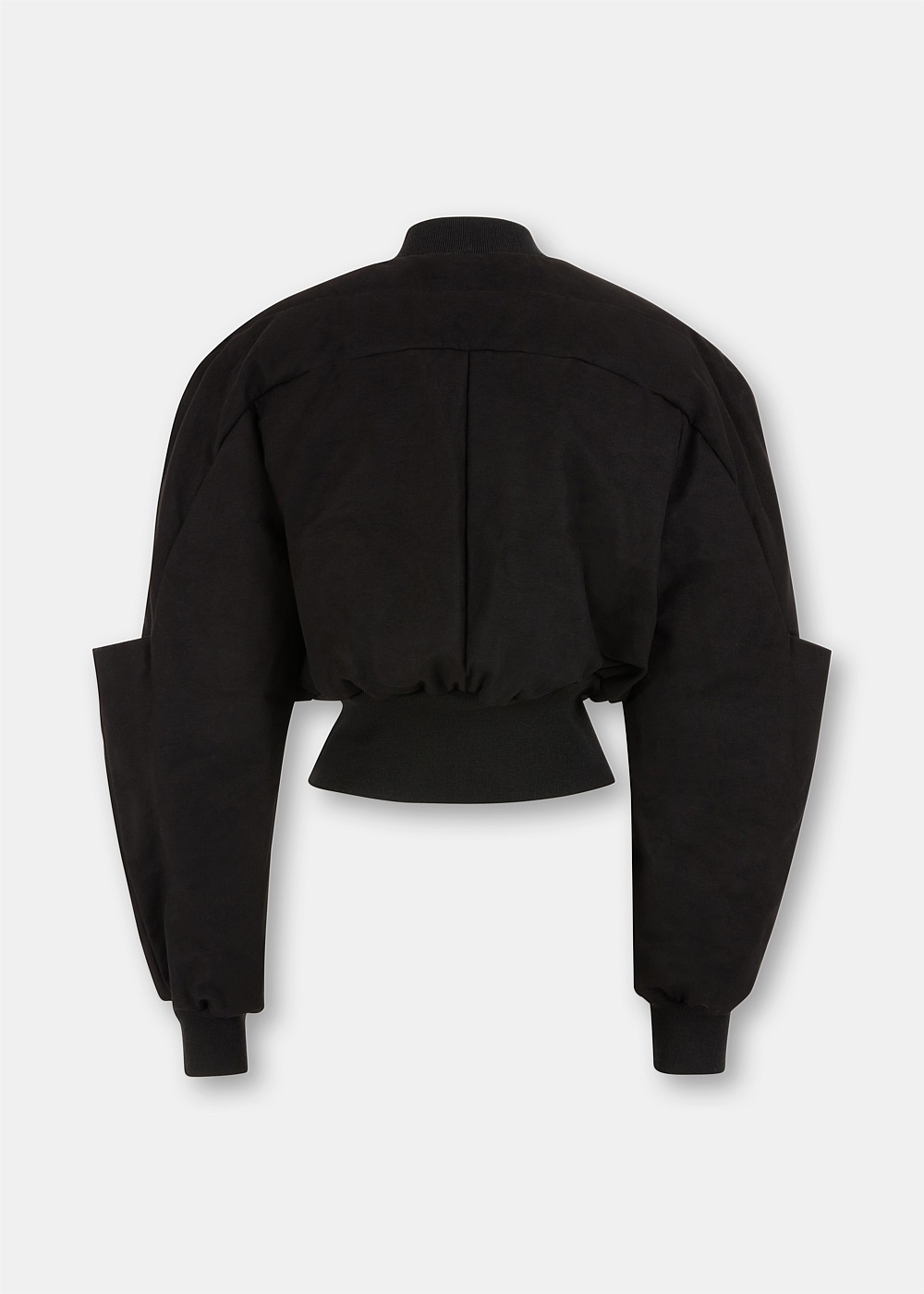 Black Crop Bomber Jacket - 2