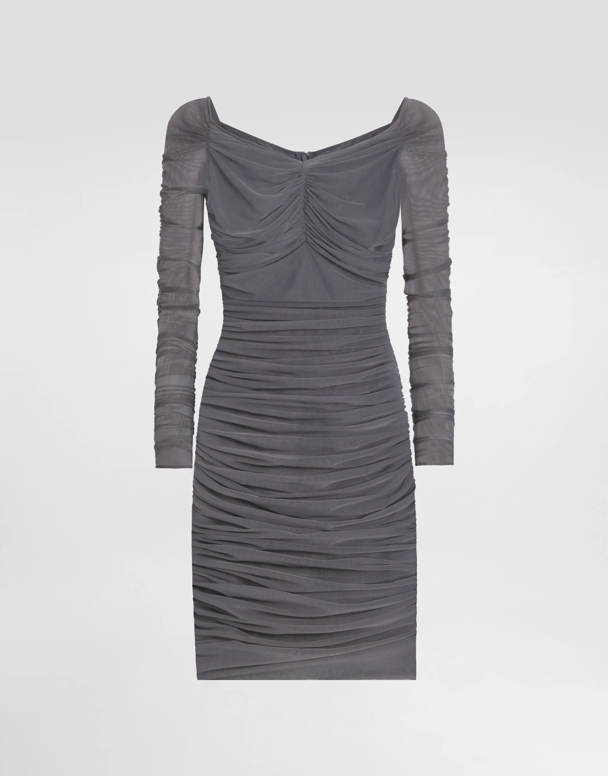 Short light tulle dress with draping - 1