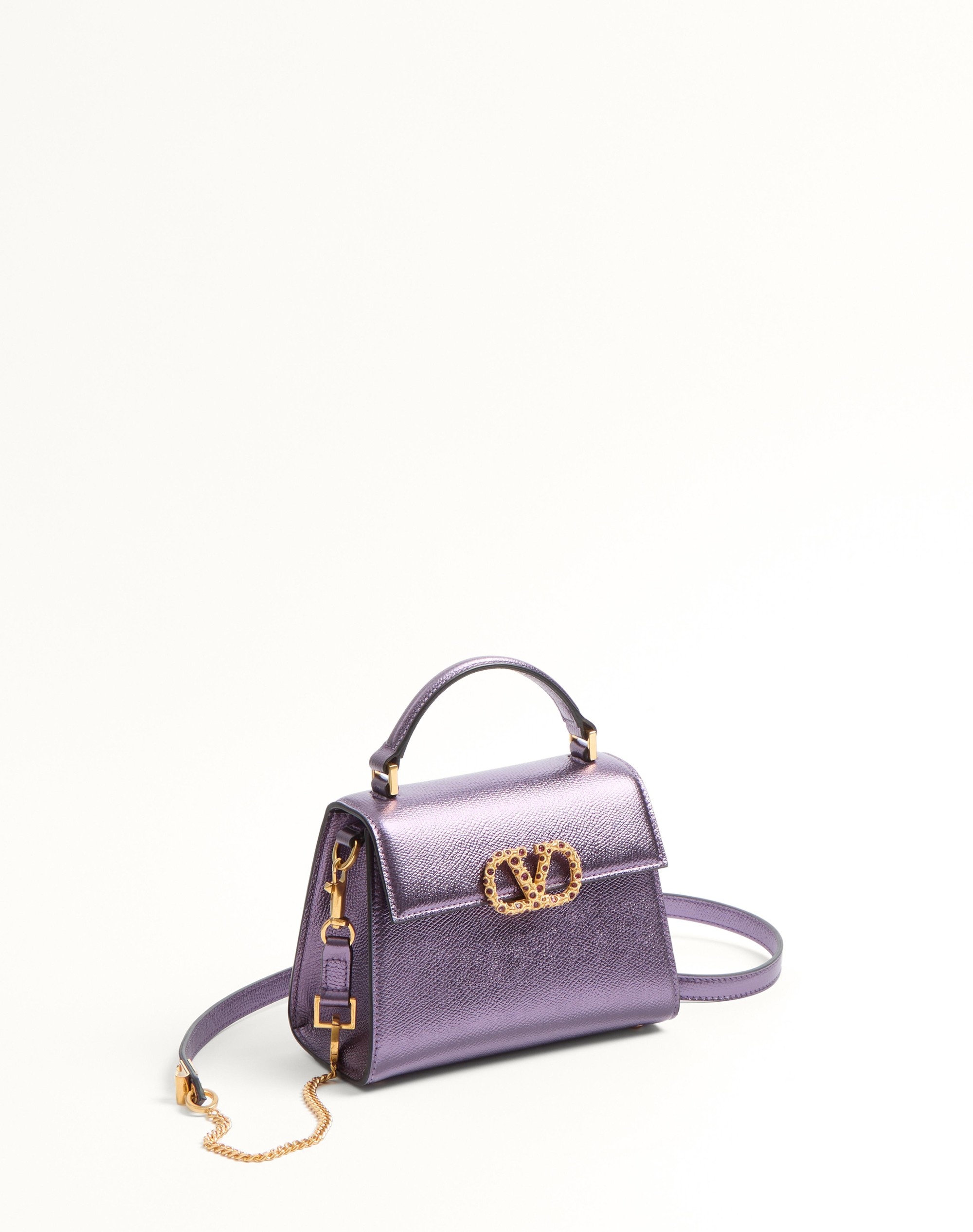 VALENTINO GARAVANI VSLING MINI HANDBAG IN LAMINATED GRAINY CALFSKIN WITH JEWEL LOGO - 2