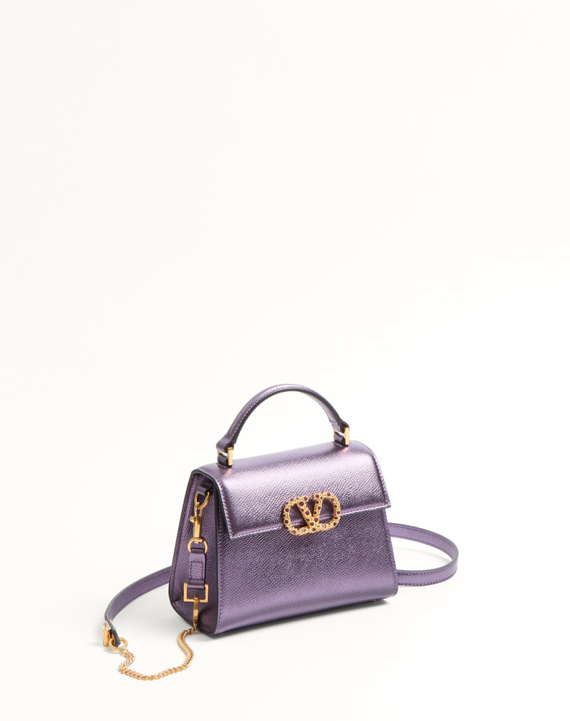 VALENTINO GARAVANI VSLING MINI HANDBAG IN LAMINATED GRAINY CALFSKIN WITH JEWEL LOGO 3