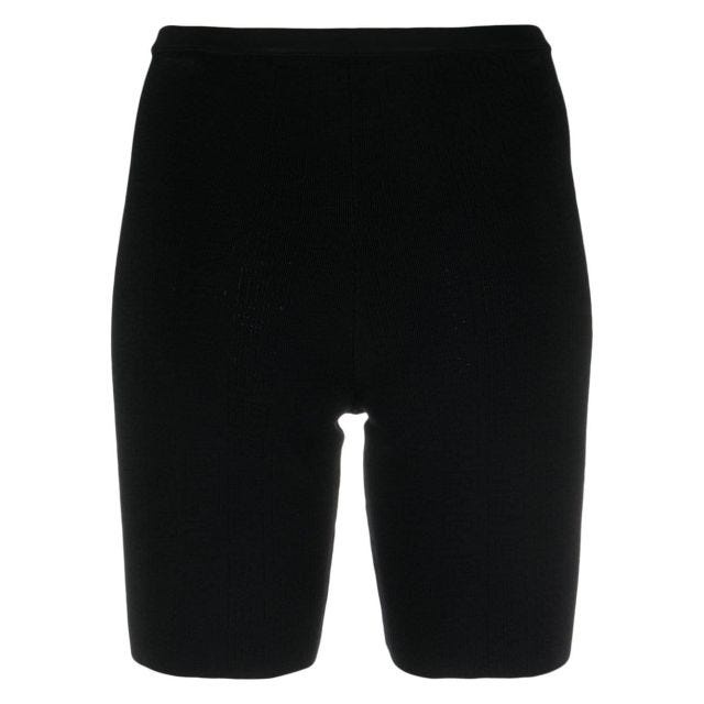 Rabanne logo-waistband skinny track shorts - Black