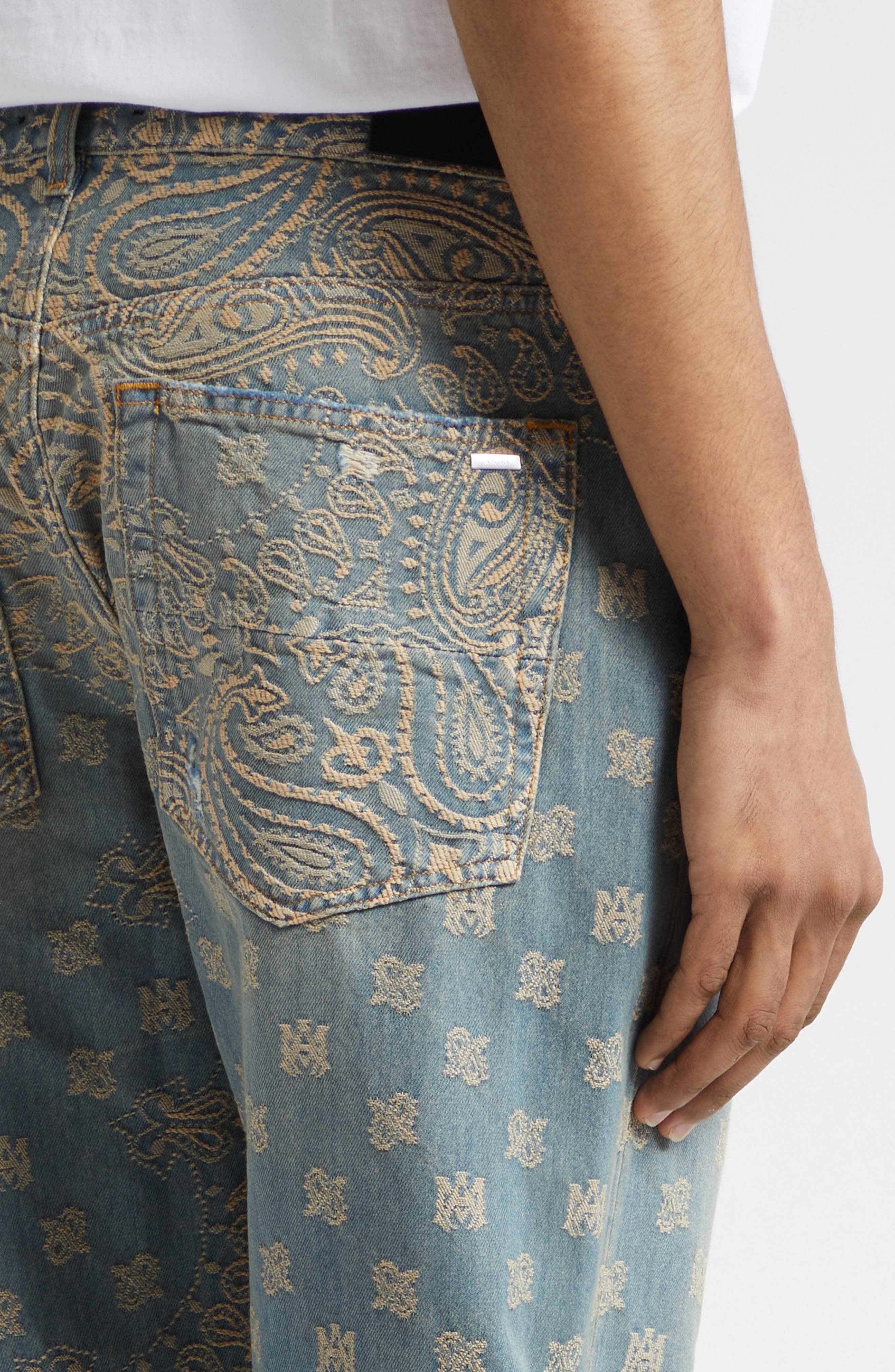 Bandana Jacquard Straight Leg Jeans - 5