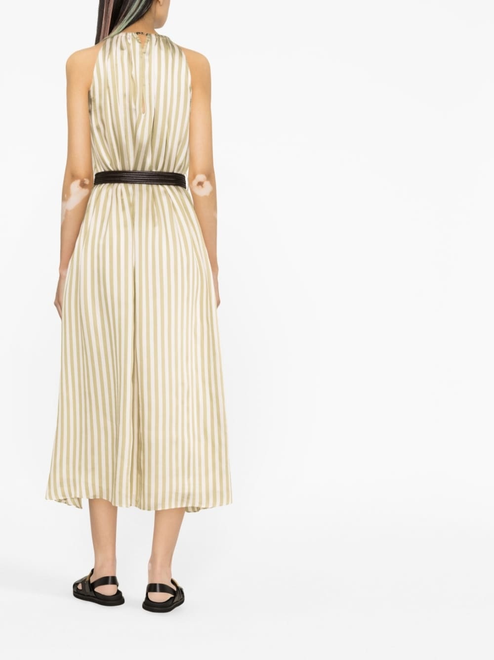 halterneck striped midi dress - 4