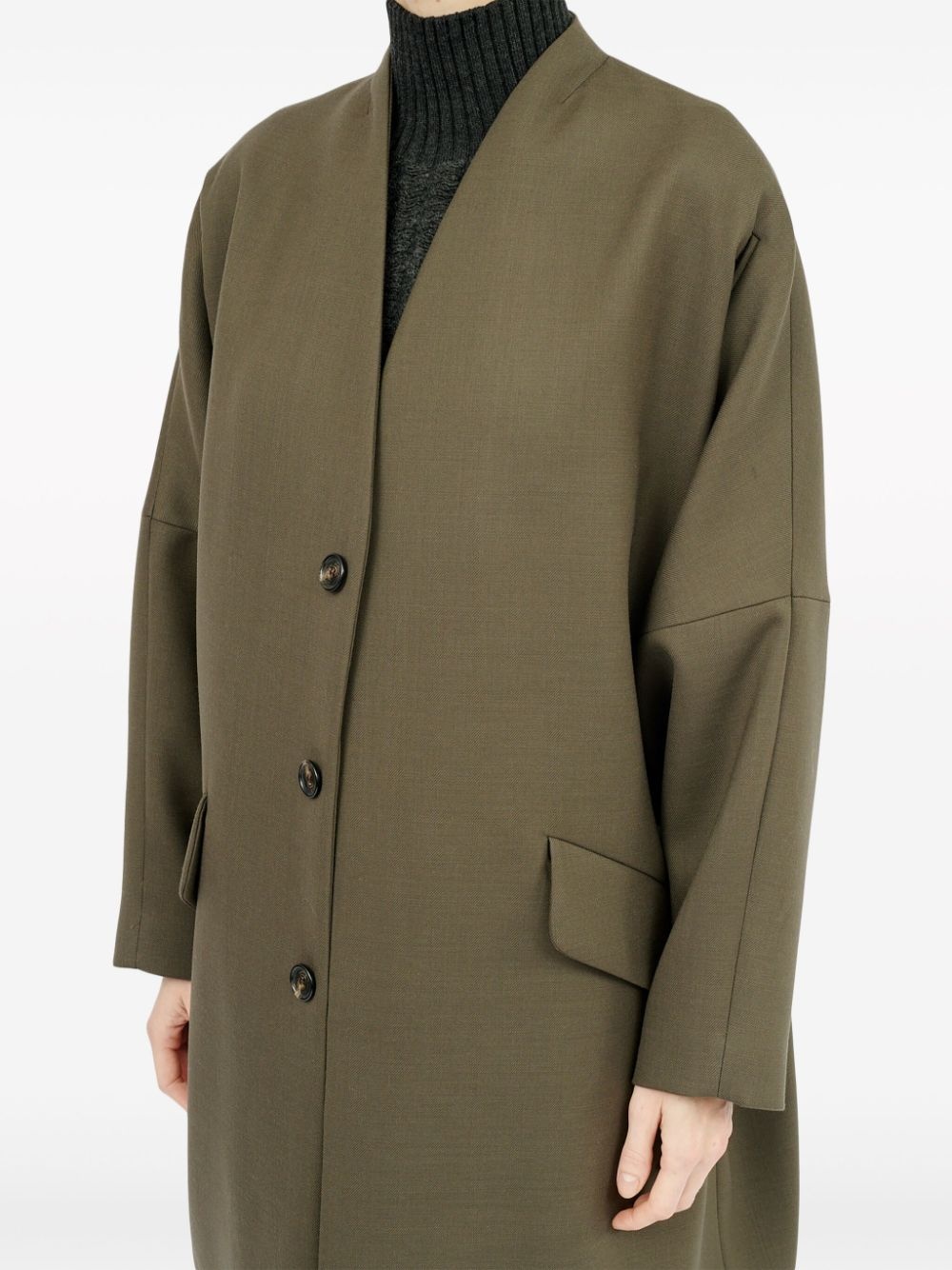 collarless single-breasted jacket - 6
