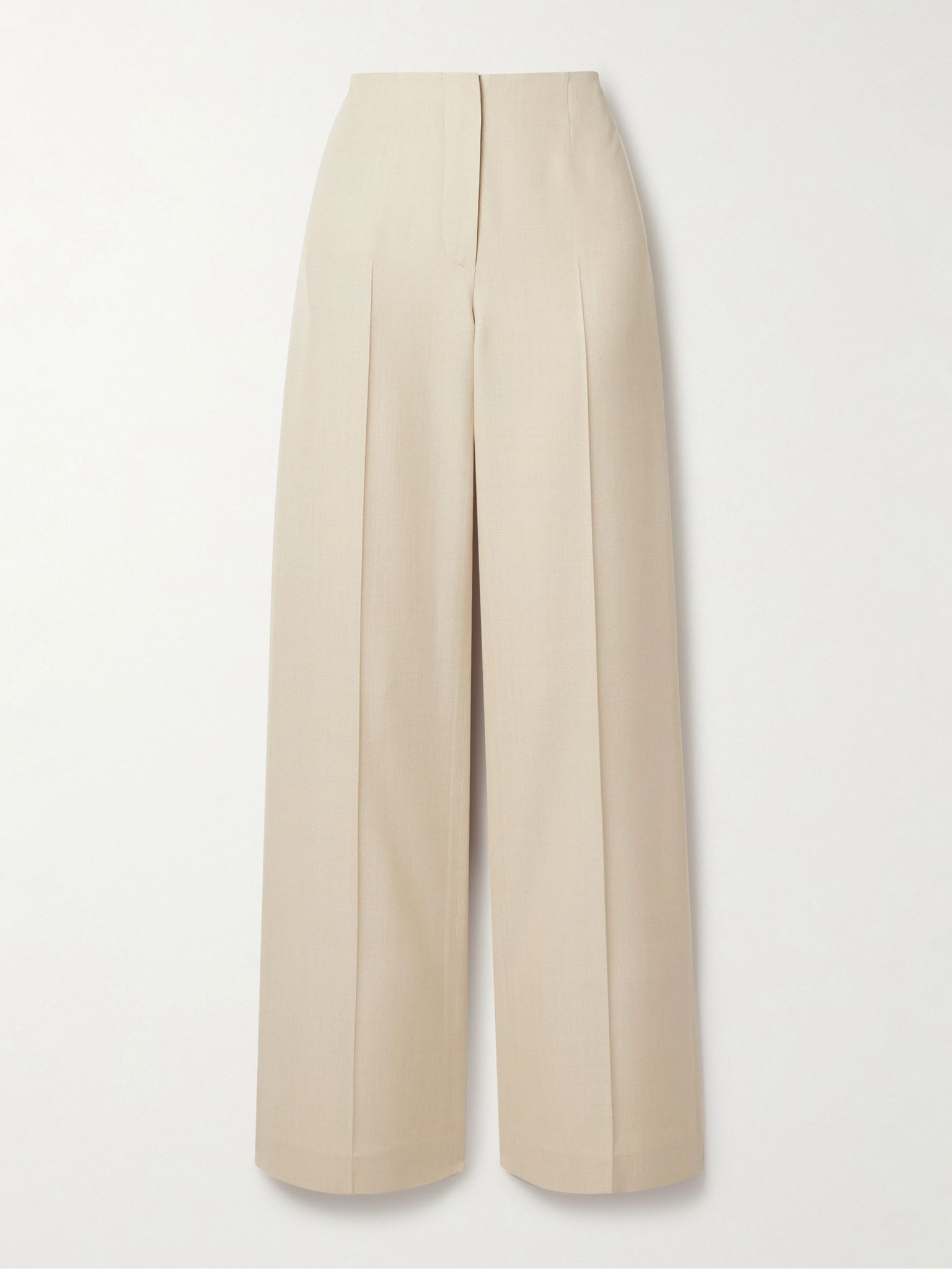 Silk-dupioni straight-leg pants Cream - 1