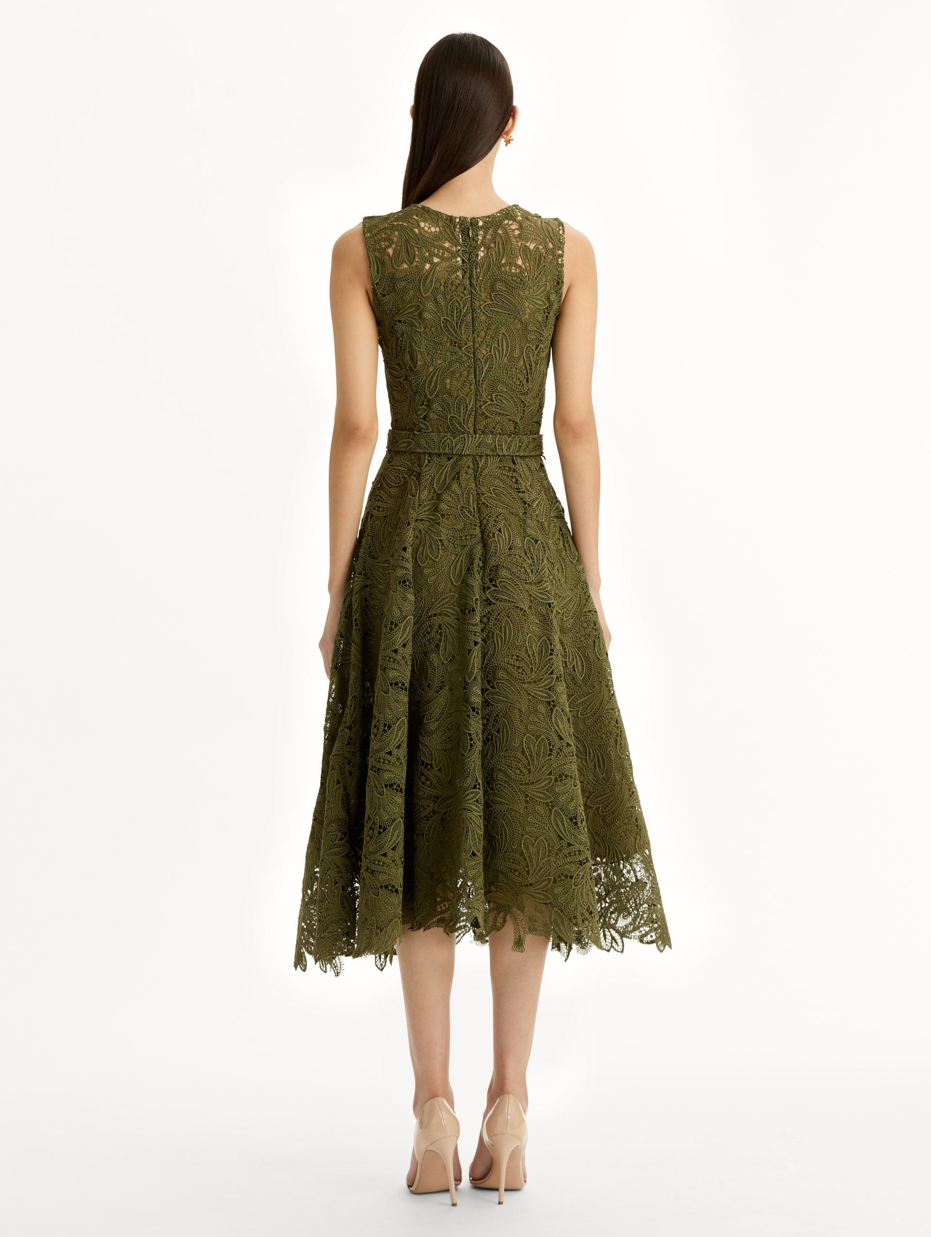 FEATHER SCROLL GUIPURE DRESS - 3