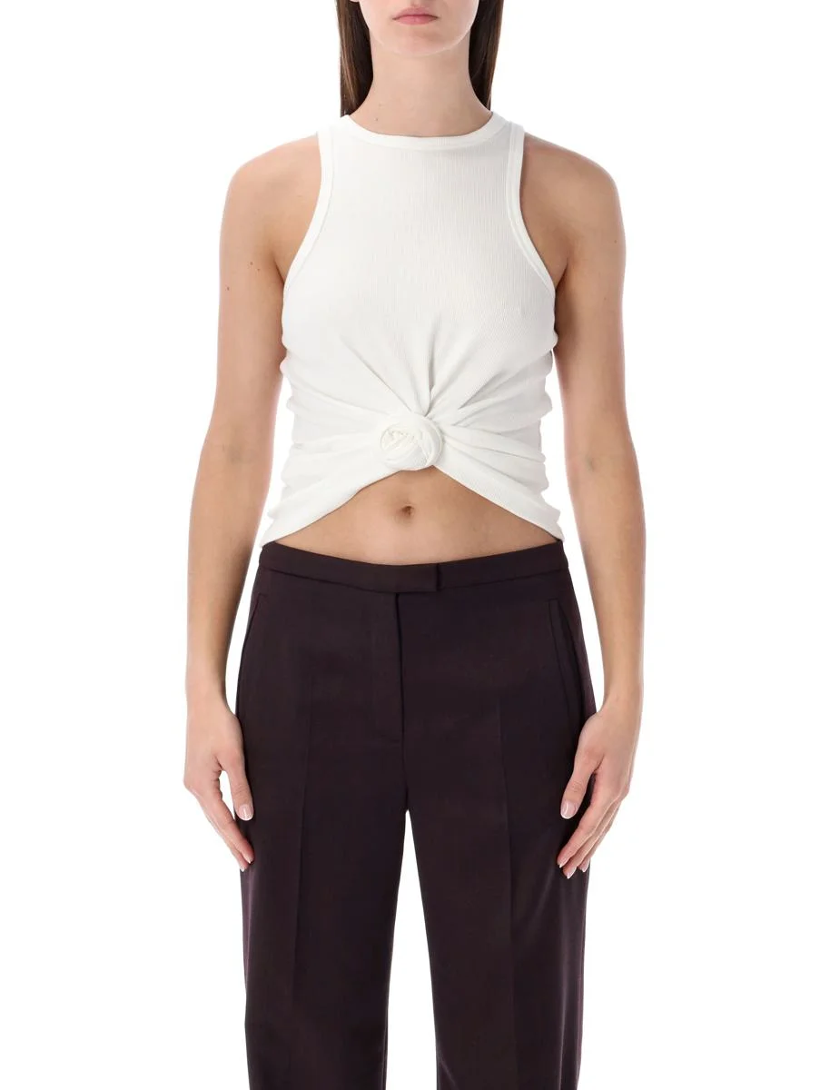 Magda Butrym Knotted Ribbed Cream Tank - 1