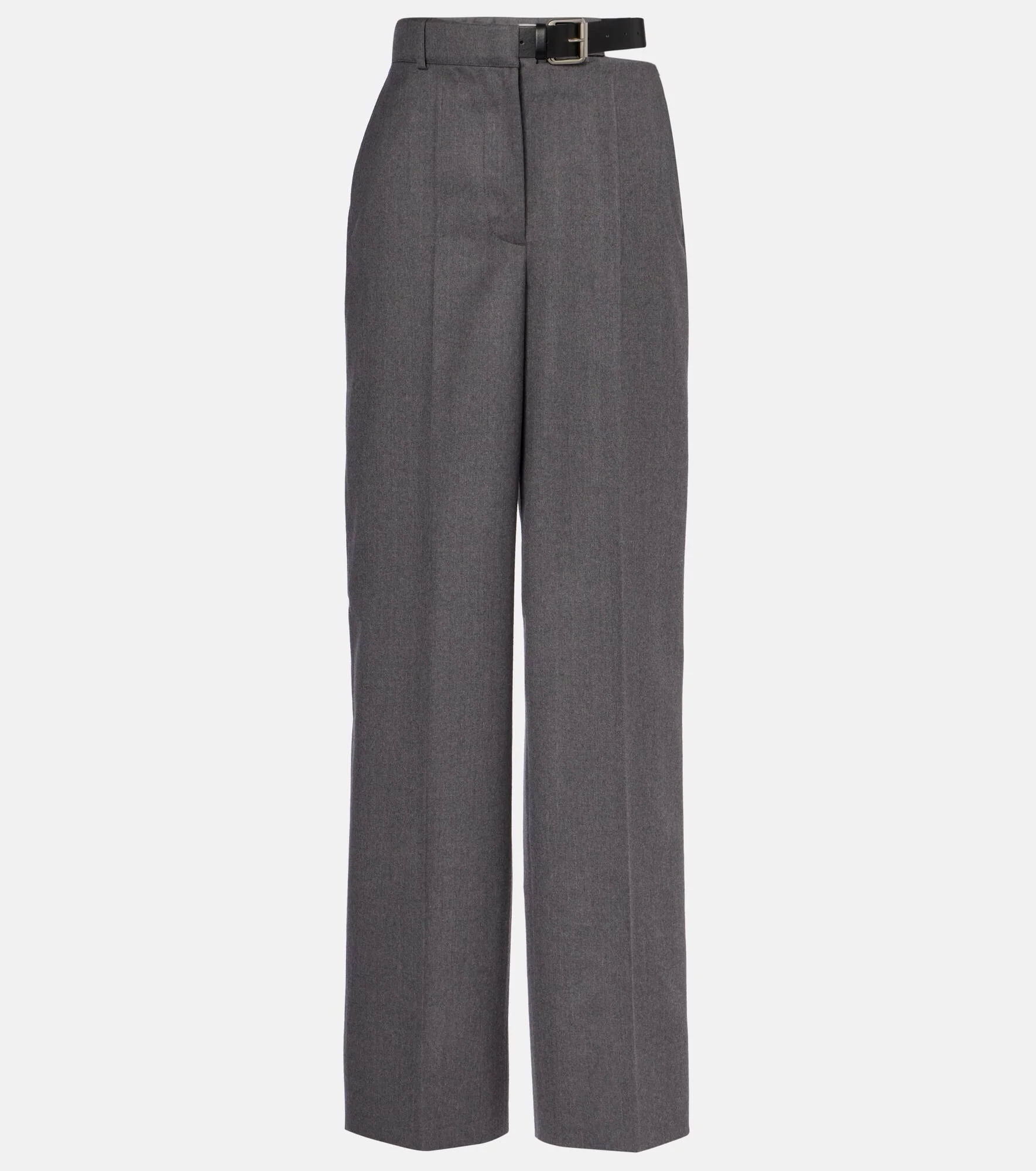 Wool flannel straight pants - 1